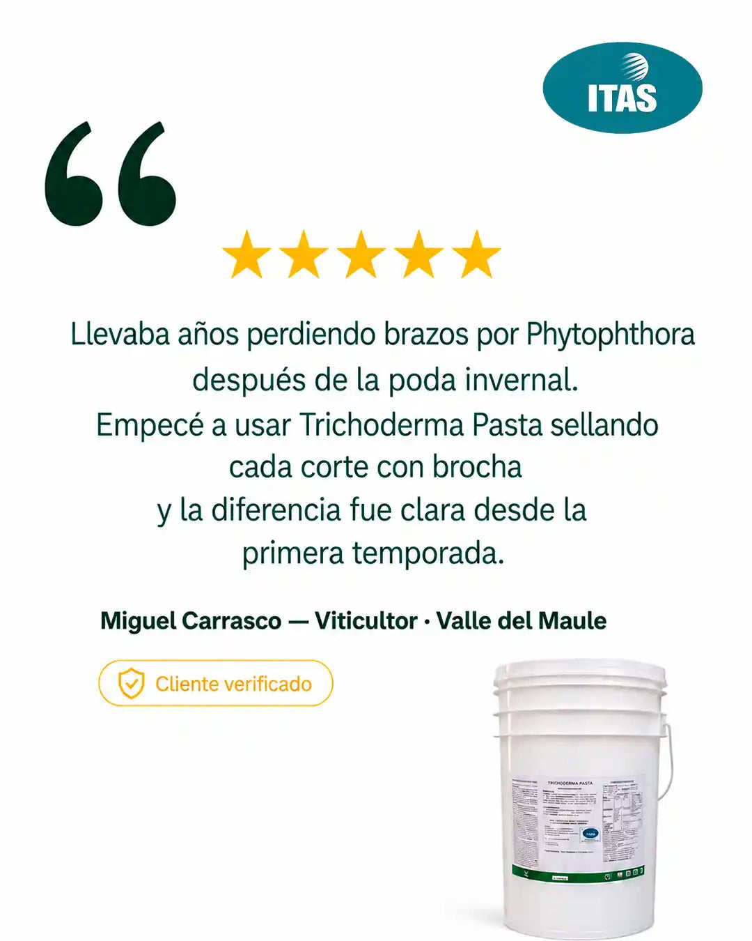 Testimonio de viticultor chileno sobre efectividad de Trichoderma Pasta T3 desde la primera temporada