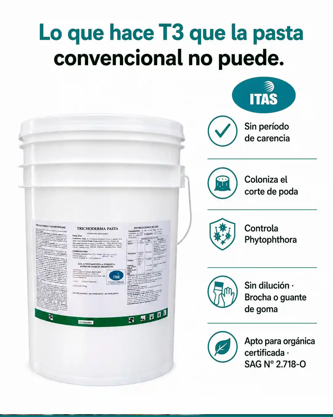 Trichoderma Pasta T3 — sin carencia, colonización activa y control de Phytophthora certificado SAG
